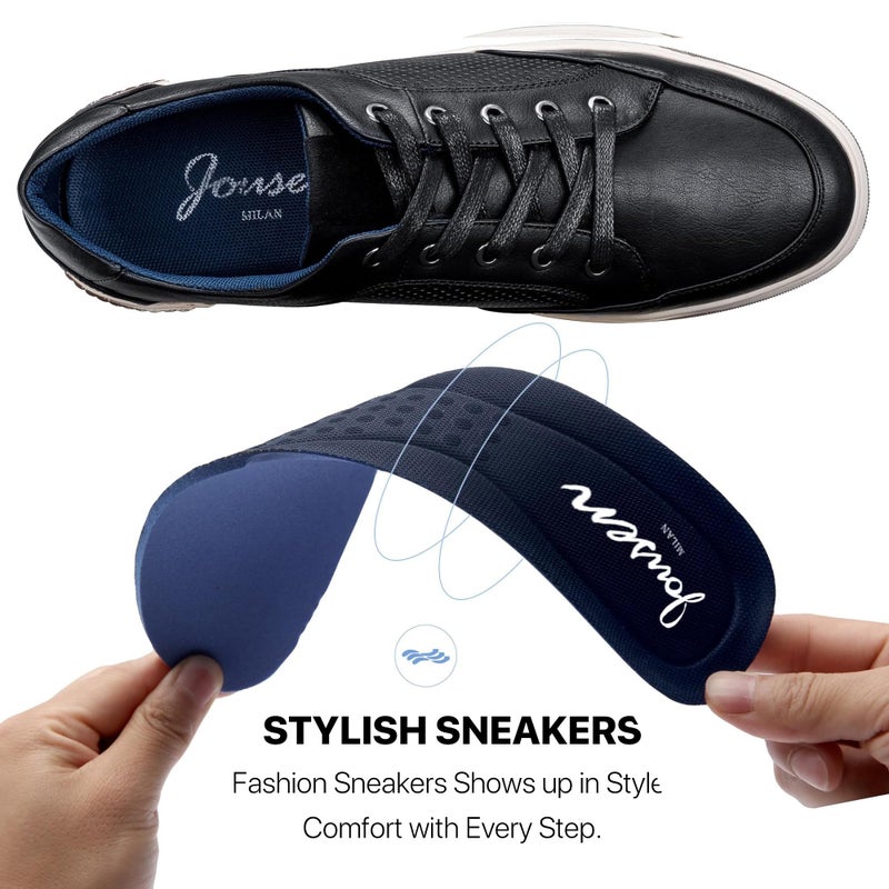 Jousen Men's Sneakers Classic Retro Casual Shoes for Men Breathable Business Dress Sneaker (A81Q07 Black 11.5) - Image 3